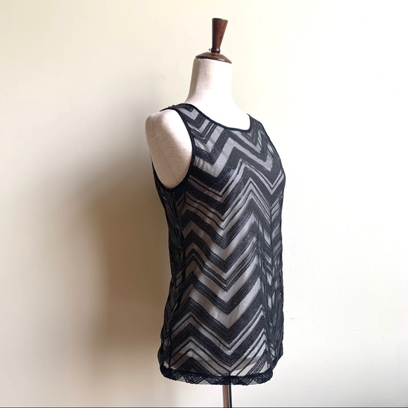 BANANA Republic Chevron sequined tank top Black 6 Going out top - Picture 1 of 8